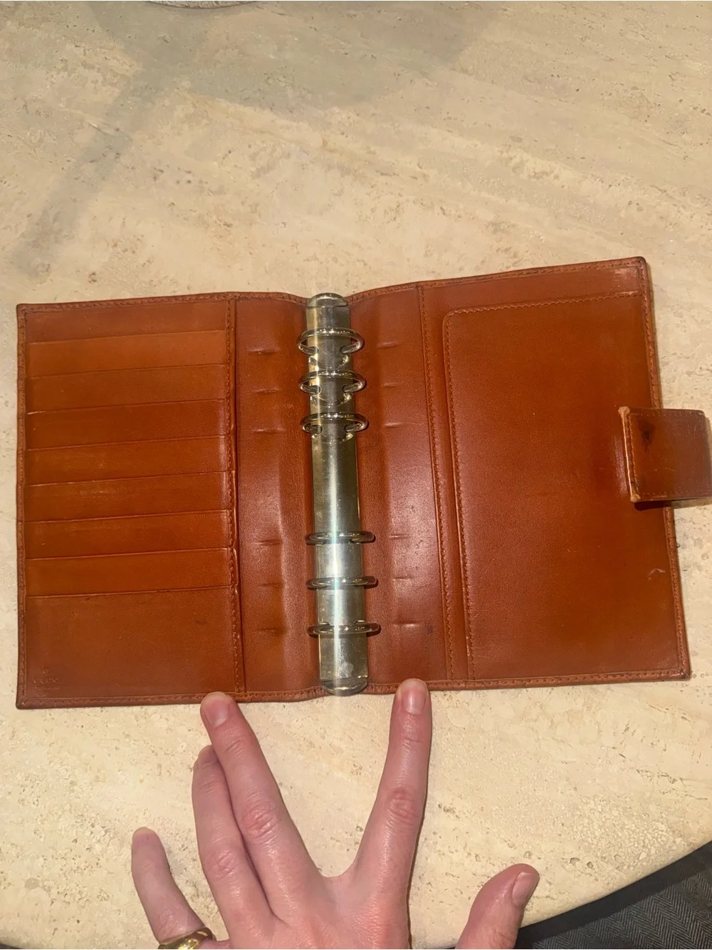 Gucci Cognac Leather Planner with Embossed Monogram
